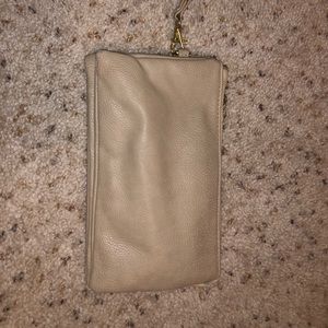 Beige wristlet purse